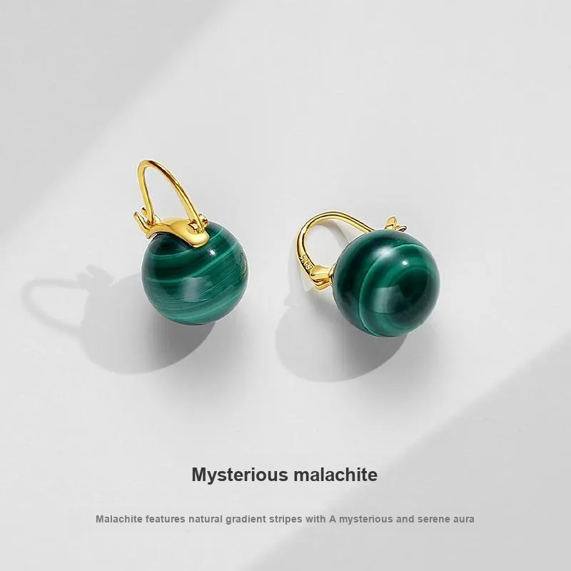 QIAOWUQIAONV Malachite Earrings Women's-3
