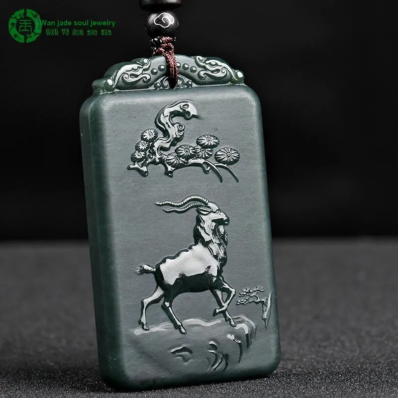 WANYUHUN Hetian Jade Pendants Green Jade Unisex-44