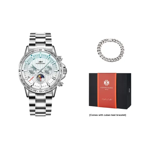 KUN HUANG Механические часы Мужские часы Белый циферблат