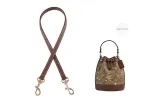 Brown 1.1cm wide Litchi pattern Gold buckle 65cm [suitable for 24-Year snowflake Bucket Bags]