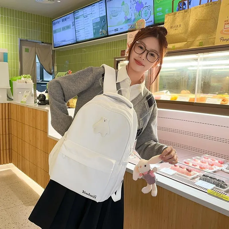 XIANGSU Nylon Backpack Regular Unisex Red/Brown/White/Pink/Black-16