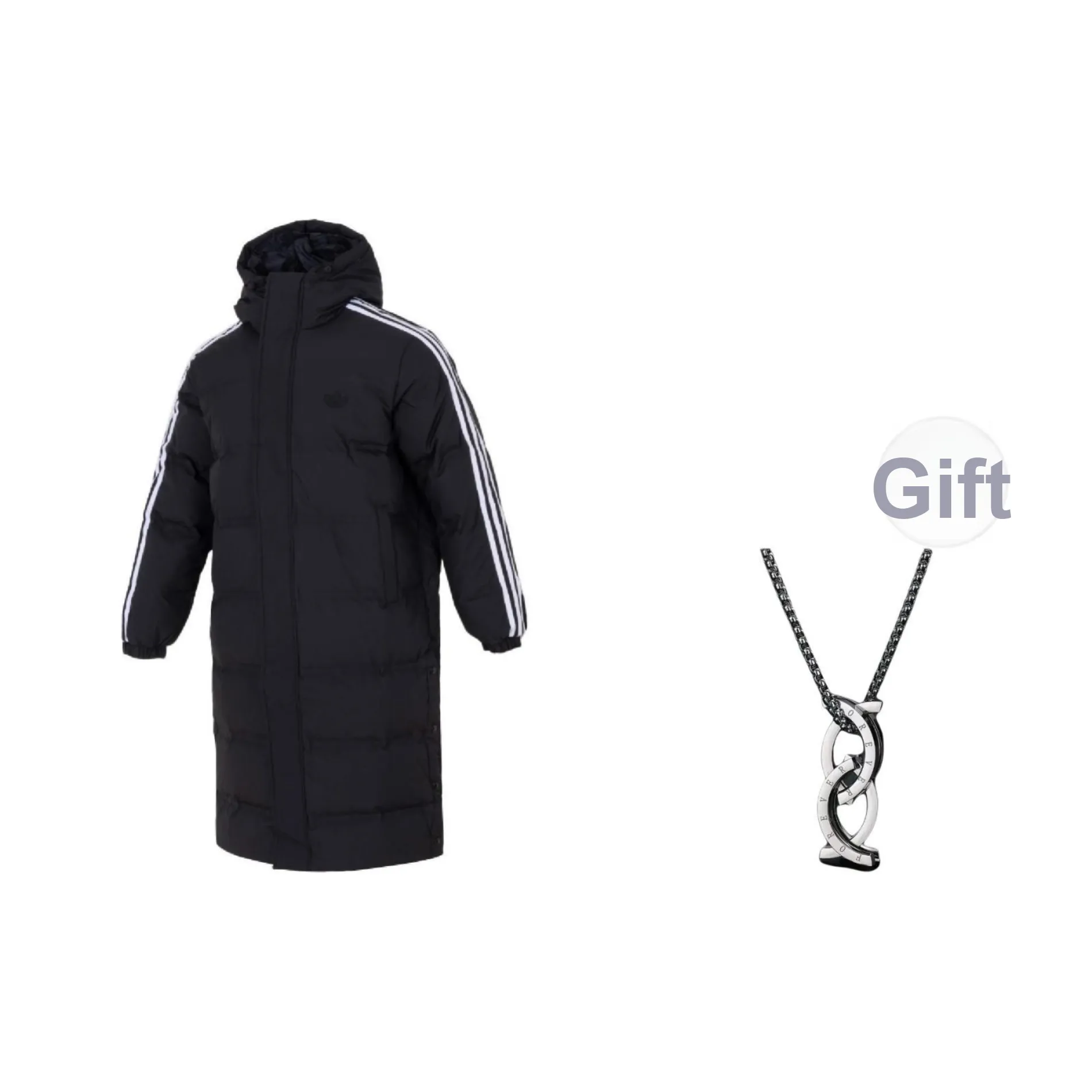 Adidas Пуховик Унисекс Черный С ожерельем