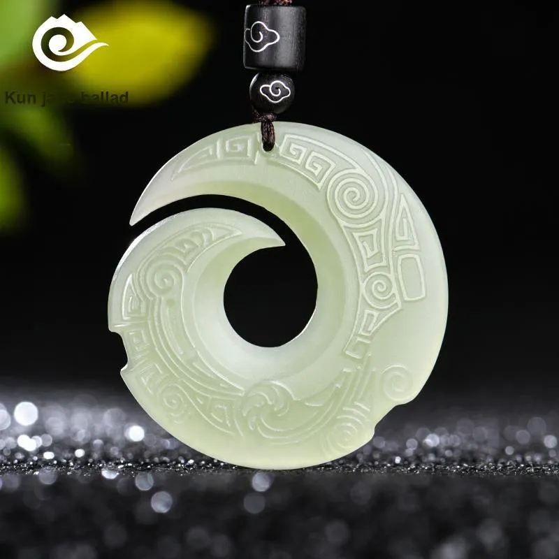 KUNYUYAO Hetian Jade Pendants White Jade Unisex-1