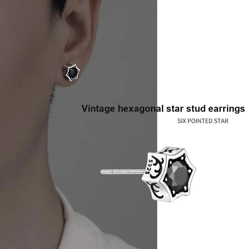 GUDUD 925 Sterling Silver Zircon Stud Earrings Unisex-1