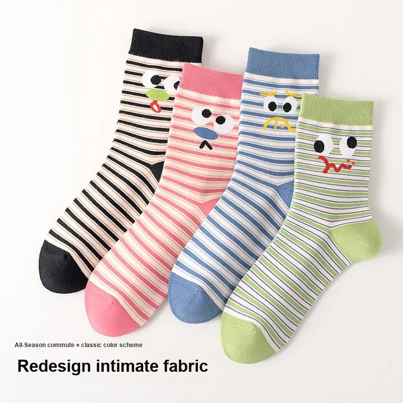 Yalu Mid Calf Socks Women's 4 Pack-4