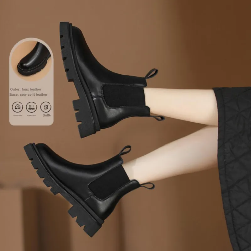 【dme】 Short Chelsea Boots 5cm Women's Black-1