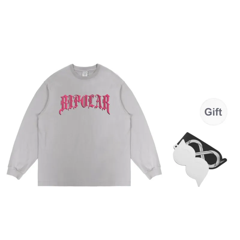 BIPOLAR Long Sleeved T Shirt Unisex Gray Black White-8