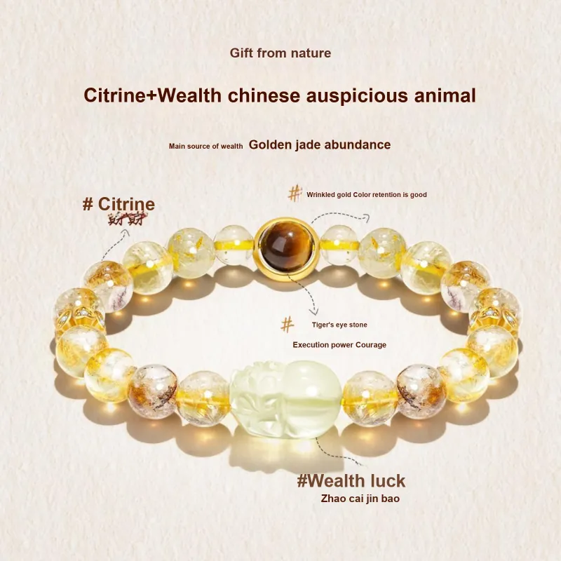 Jodie&Kevin Natural Citrine Bracelets Unisex-13