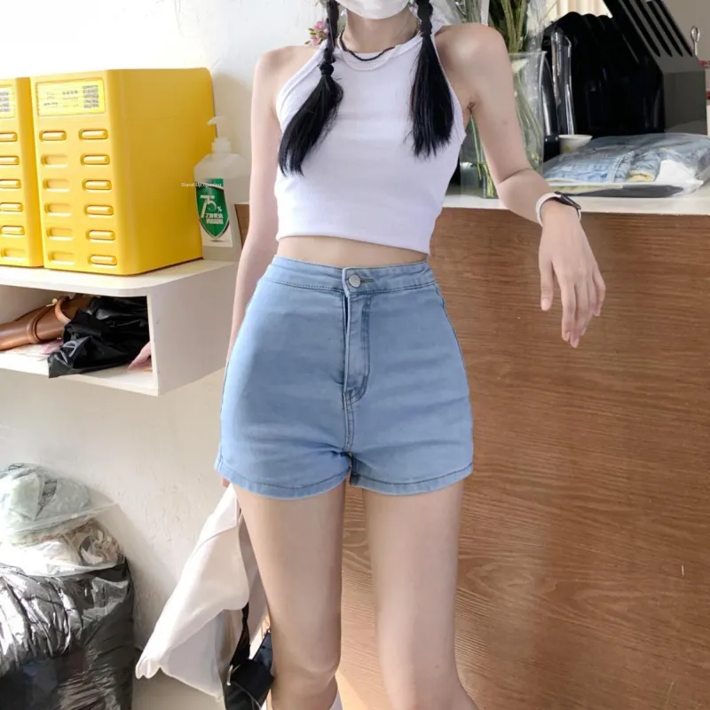 Wen Shan Denim Shorts Women's Black High Elasticity Version-15