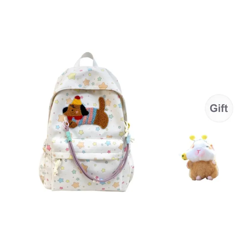 Yalu Nylon Backpack Unisex Beige/White/Coffee/Pink-5