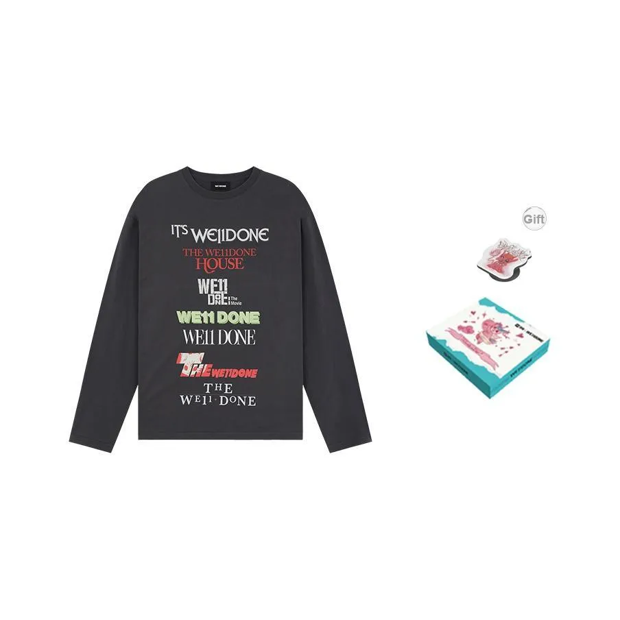 WE11DONE Длинный рукав Т-рубашка Унисекс Серый