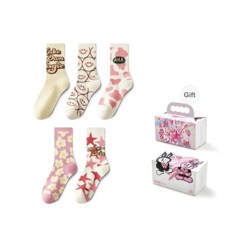 PLAN IN Mid Calf Socks Unisex 5 Pairs Gift Box Set-4