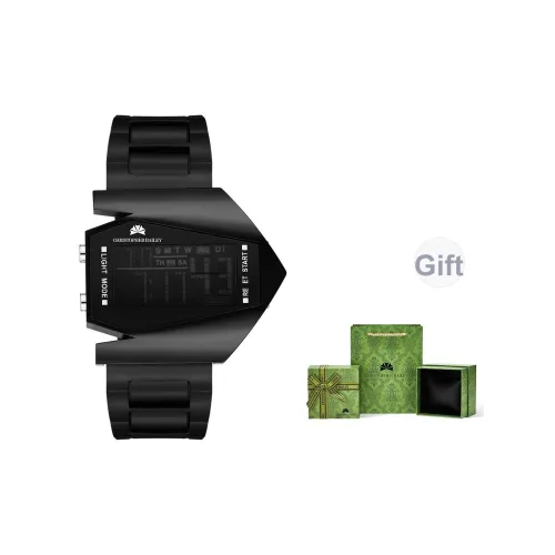 Corriberty Электронный Механизм Силиконовый Ремешок Часы Мужские Черный Циферблат