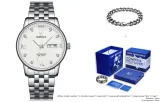 Blue Whale Box (Bracelet Style) - Silver Case White Dial Silver Steel Band