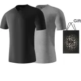 V-Neck 2 Pack (Black+Heather Gray) with Free Brand Shopping Bag!