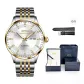 Gold White Dial Steel Band[Standard Watch Box+Strap]