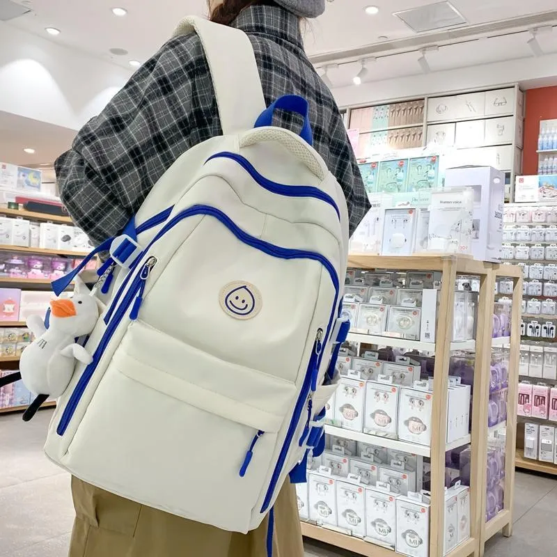 BAODIDAISHU Nylon Backpack Laptop Bag Backpack Regular Unisex Black/Beige/Red/Blue-12