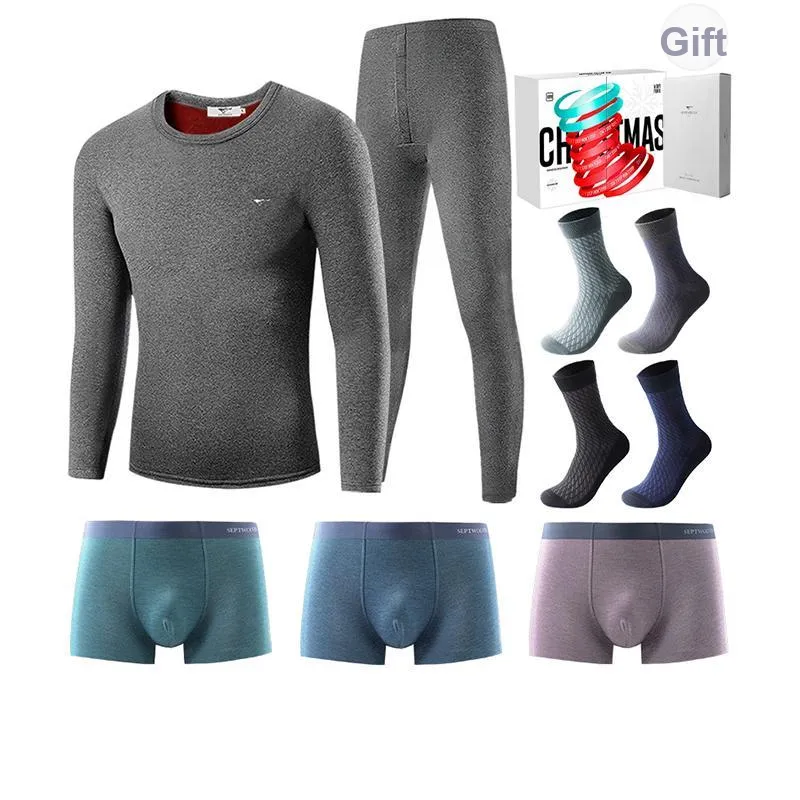 SEPTWOLVES Autumn And Winter Models Thermal Set Men's 8 piece Gift Box