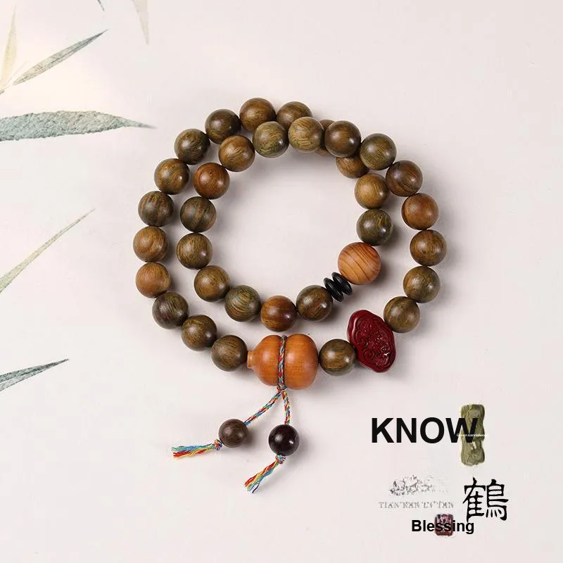HANCANG Green Sandalwood Wooden Bead Strings Unisex-1