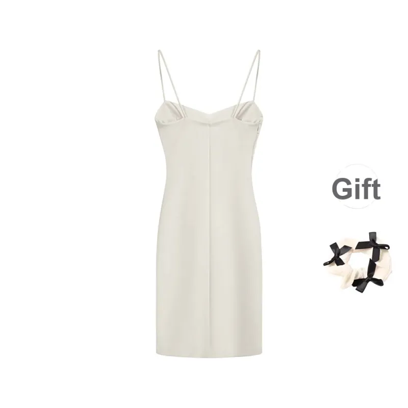 TURN UP Slip Dresses Women's Ecru+Bowknot Hair Tie Comes With-1