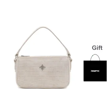 SMFK Cow Leather Handbag Small Size Women's White Crocodile