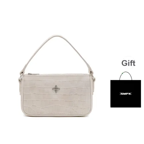 SMFK Cow Leather Handbag Small Size Women's White Crocodile