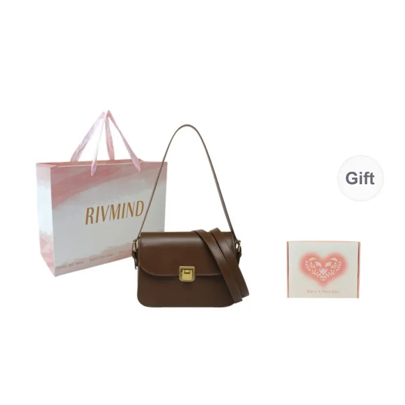 RIVMIND PU Shoulder Bag Women's White/Black/Coffee/Brown-23