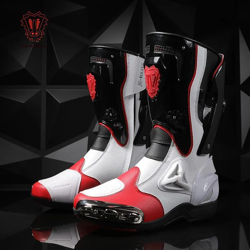 Yalu Preferred Motorcycle Shoes Unisex Black White-7