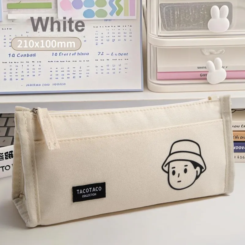 TACOTACO Large Capacity Minimalist Style Pencil Pouch Canvas Storage Bag Pencil Pouches & Cases-1