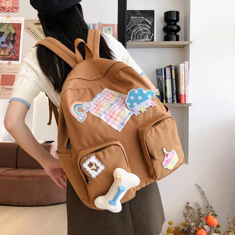 Duoluplo Doron Paul Nylon Backpack Regular Women's Brown/White-2
