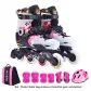 Black Shoes+Pink Helmet Protective Gear Roller Skate Bags Clothing Sets