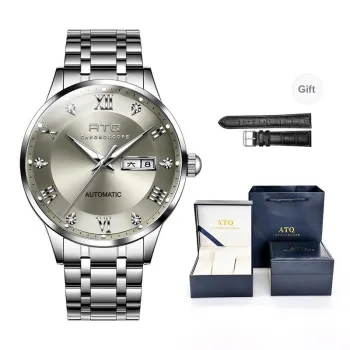 ATQ Elegant Series Automatic Mechanical Movement Stainless Steel Watchband Watch Men's Watches Gray Dial