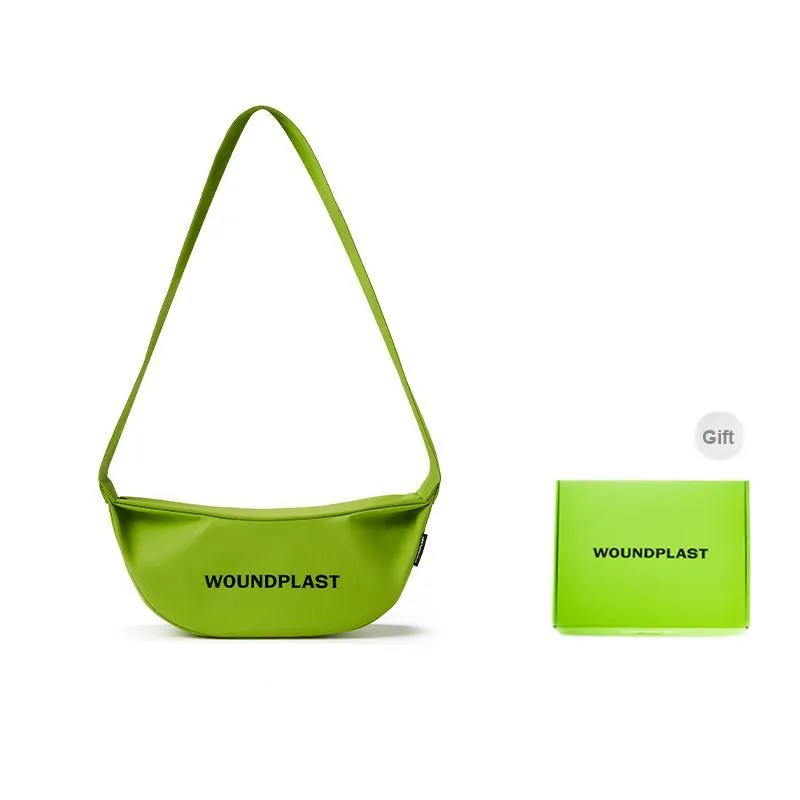 WPT PU Nylon Fabric Dumpling Bag One Shoulder Crossbody Fanny Pack Medium Size Unisex Black/White/Khaki/Green/Blue-16