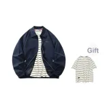 Navy Blue (with White Stripes Short-Sleeved)