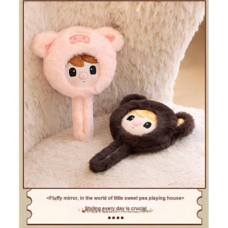 POP MART Little Sweet Bean Animal Housekeeping Collection Handheld Plush Mirror Doll Product 23cm-1
