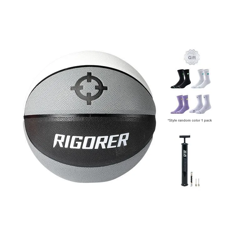 RIGORER PU Basketball Black White Gray Size 7 Training Unisex-0