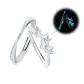 Moon and Butterfly Glow in The Dark Couple Rings
