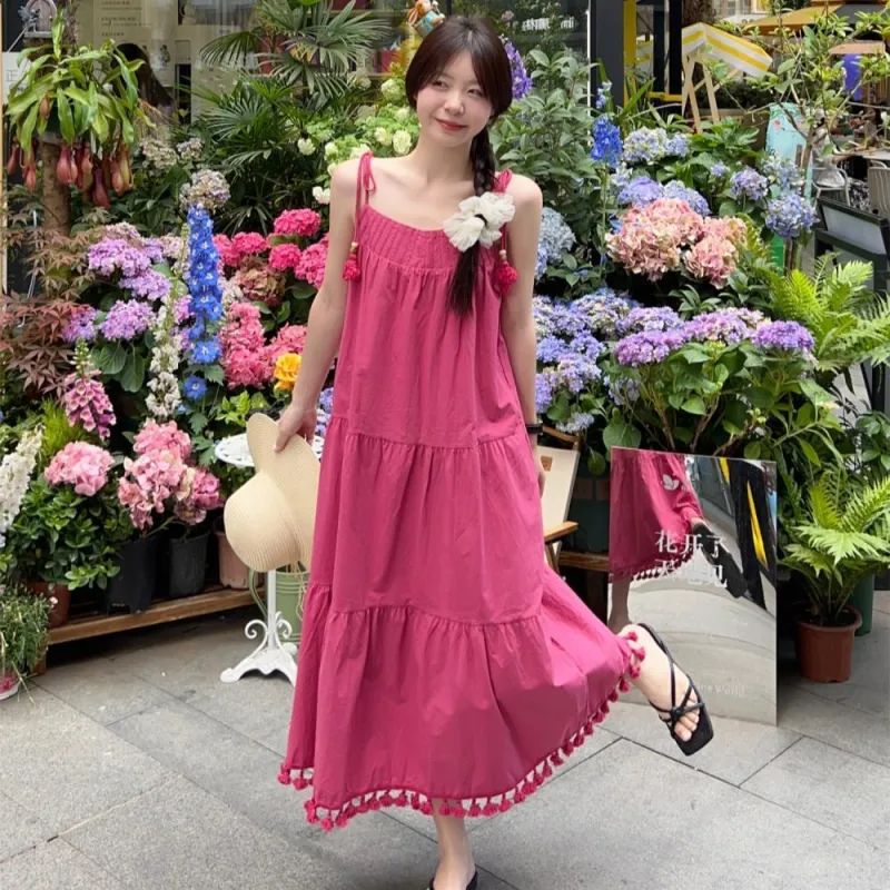 AHDO Slip Dresses Women's Fuchsia-3