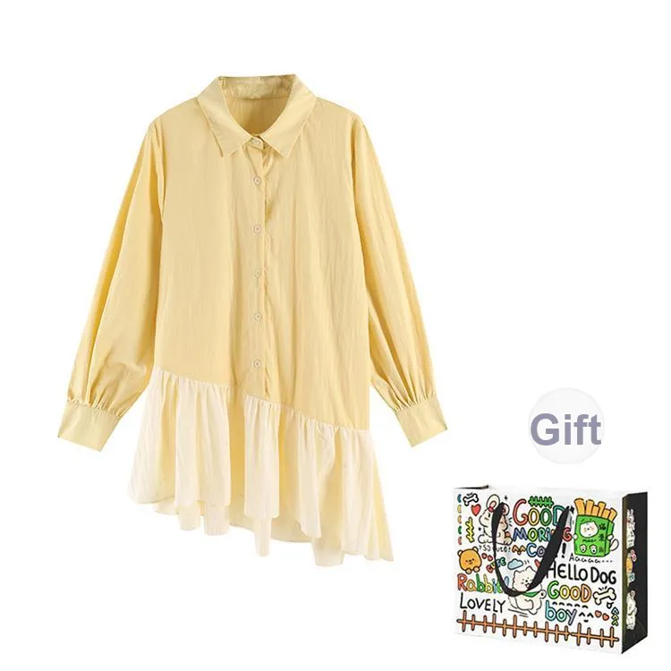 ZVJH Long Sleeved Dress Women's Yellow