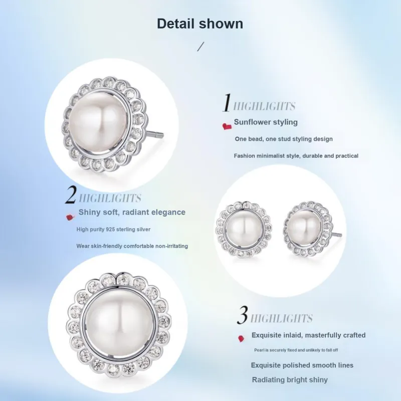 LAOMIAO Pearl Stud Earrings Women's-4