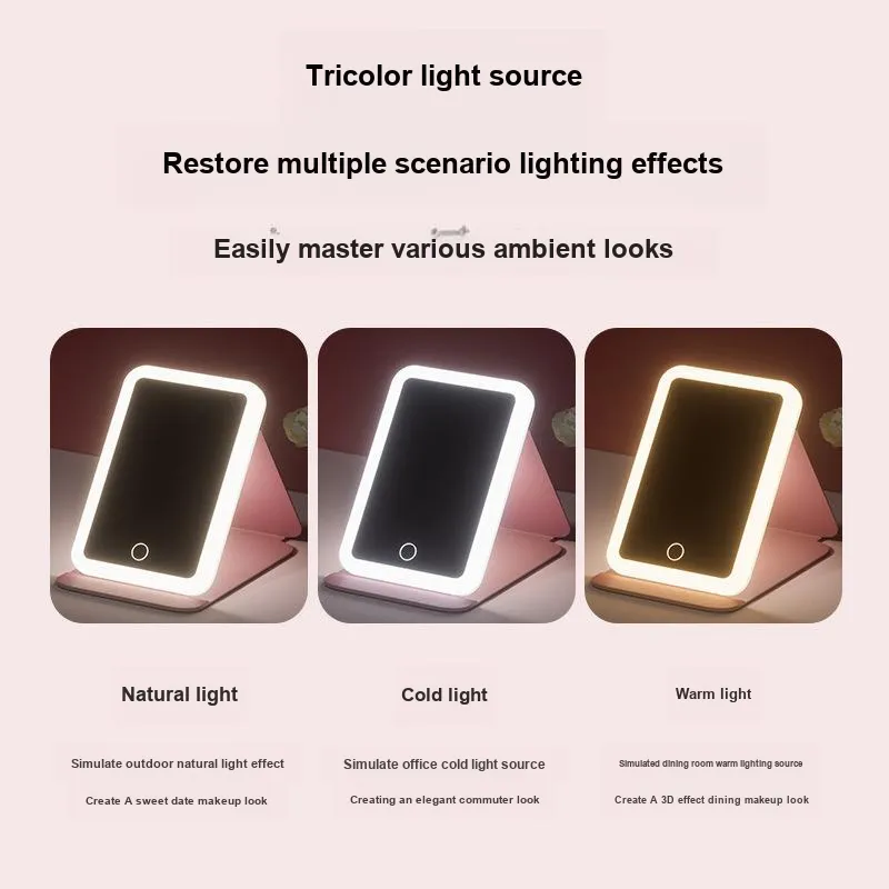 Evening Tang LED Travel Portable Foldable With Light Stand Make Up Mirrors-7