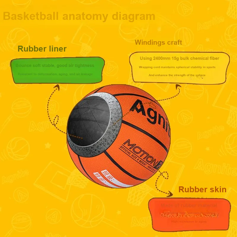 Deli Size 7 Rubber Basketball Orange Street Training Competition Unisex-1