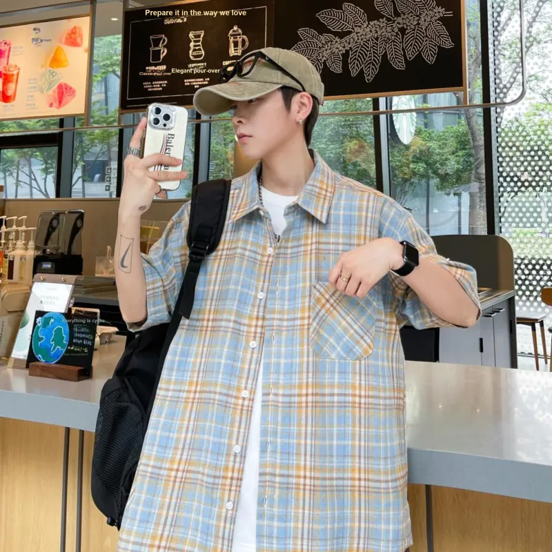 HOKLV Shirts Unisex Yellow Plaid-4