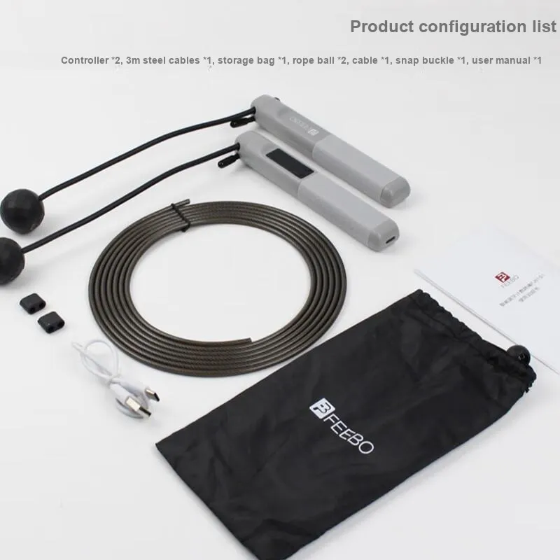FEEBO x MIJIA Aerobic Fat Reduction Smart Counting Jump Ropes Adults Handle Silicone ABS Plastic, Rope Steel Wire PC 3m-6