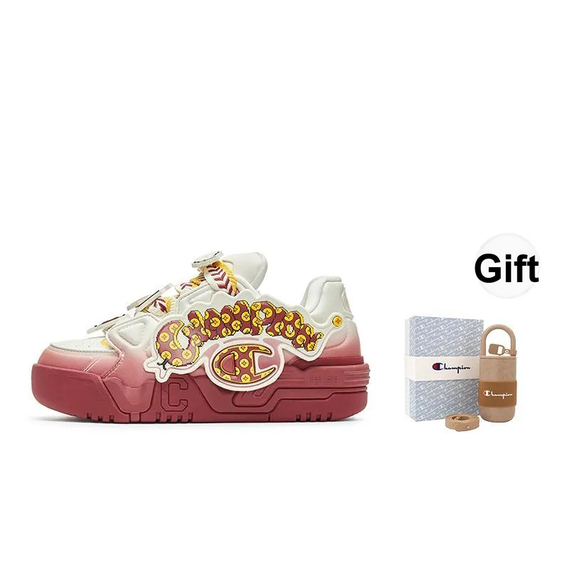 Champion Snake Year Buckle Fun Coco Skate Low-Top Skateboard Shoes Women's Milk White/Ash Red