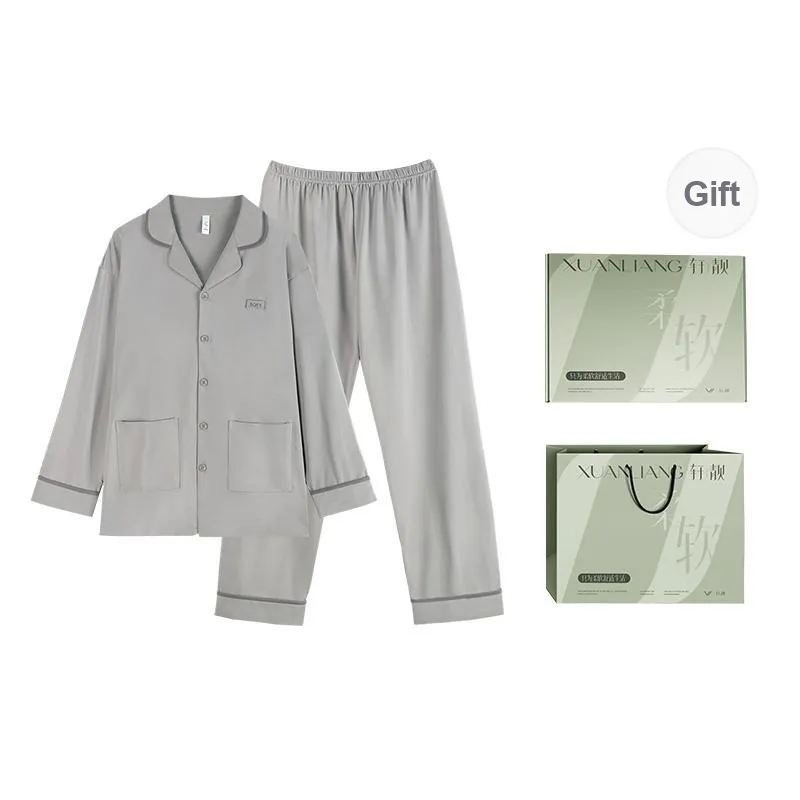 Xuan Liang Pajama Set Men's Gift Box Set Ultimate Gray-0