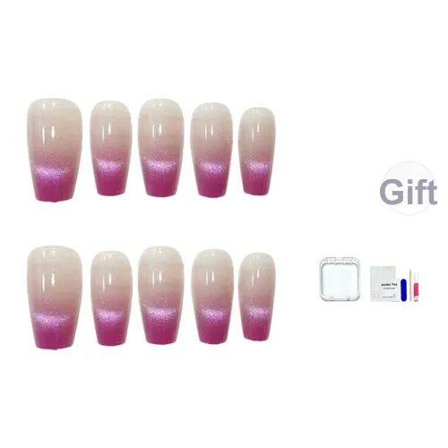 JINGCHANXUE Soft Brightening Dark Plum False Nail Short Ins Gradient Cat Eye 14mm JINGCHANXUE Мягкое Осветление Темная Сливовая Фальшивая Погоня Короткий Ins Градиент Кошачий Глаз 14мм