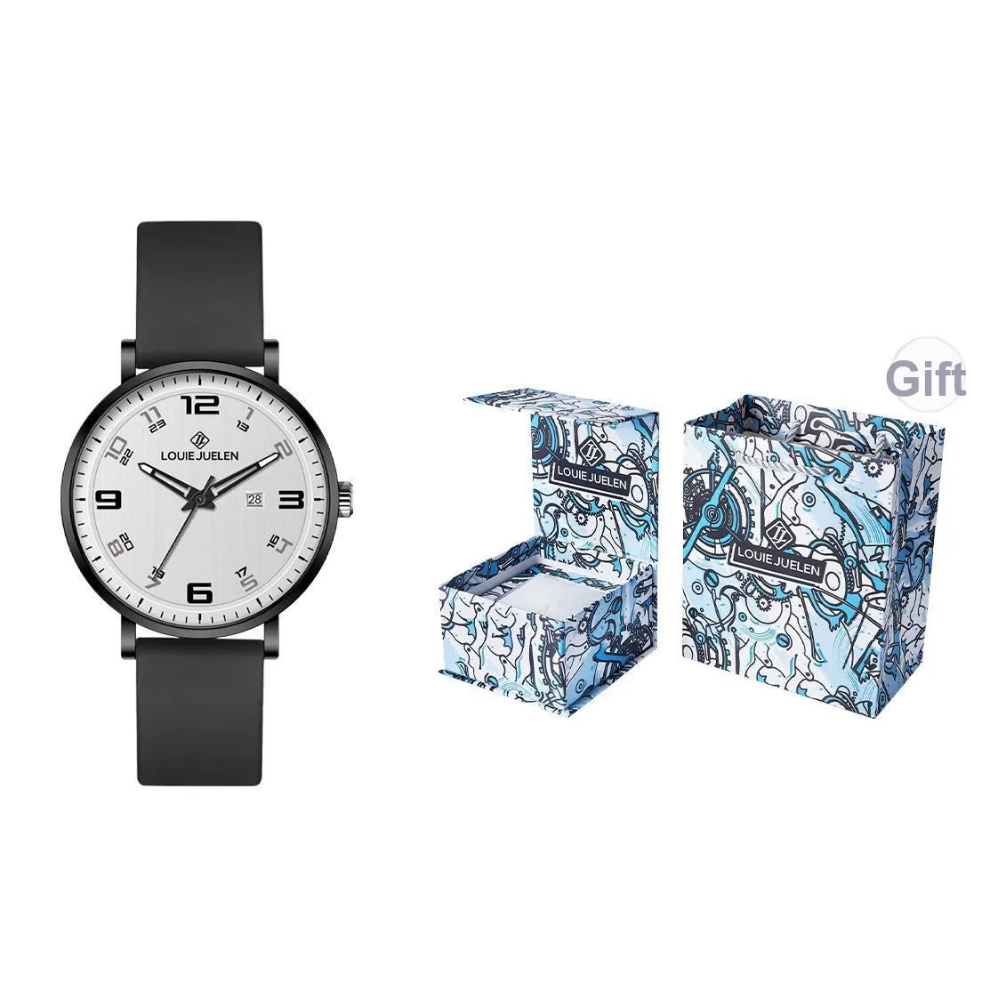 LOUIE JUELEN Кварцевый механизм силиконовый ремешок унисекс белый циферблат