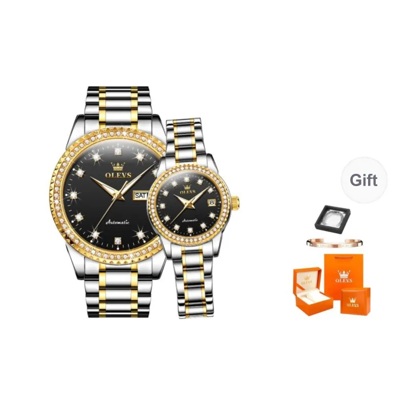 OLEVS Mechanical Movement Stainless Steel Watchband Watch Unisex White Dial-3