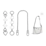 Silver White Four-Leaf Clover+Moon Extender Chain+Decorative Chain 40cm